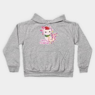 merry christmas axolotl santa Kids Hoodie